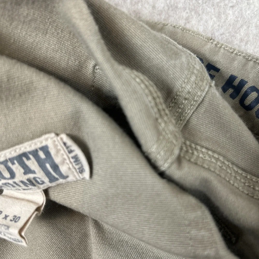 Duluth Trading Flex Fire Hose Pants Mens 32x30 Khaki Slim Fit Work Jeans